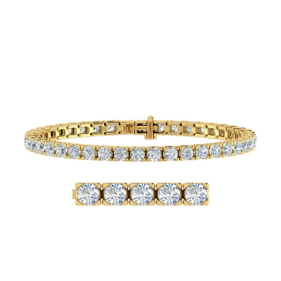 8 Carat Diamond Tennis Bracelet in 14K Yellow Gold (7 Inch) - IGI Certified