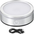thumbnail image 1 of PATIKIL LED Light Base Non-Slip Round Display Stand, LED 6 Lighting Mode Multicolor Flat Light Base for Glass Ball 3D Crystal Party Decoration, Silver, 1 of 6