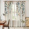 thumbnail image 4 of Green Brown Botanical Kitchen Curtains 84 Inch Length, Farmhouse Eucalyptus Leaves Rustic Grommet Top Bedroom Living Room Curtains, Light Filtering Cafe Curtain Drapes 2 Panels Set 84''x84'', 4 of 9