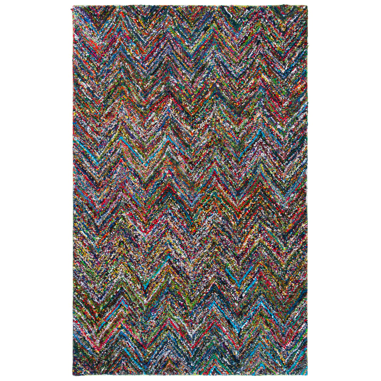thumbnail image 6 of Safavieh Nantucket 8' X 8' Round Cotton Pile Hand Tufted Rug In Red And Blue, 6 of 6