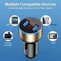 Car Charger USB C Fast Charge,Car Charger 2 Port Cigarette Lighter USB Adapter LED Voltage Monitor,Cigarette Lighter Adapter USB C Compatible for Android Phone and Tablet Devices,Gold