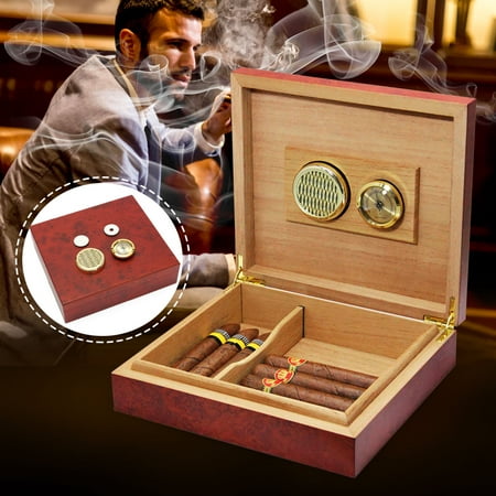 Cedar Wood Cigar Humidor Storage Box Desktop Humidifier