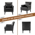 thumbnail image 5 of Modern Vegan Leather Accent Chair Upholstered Sofa Chair Arms Wooden Legs Home Living Room Bedroom Black, 5 of 8