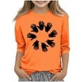 thumbnail image 2 of YUNAFFT T-shirts Décontractés pour Enfants Imprimé Festif Orange Manches Sept Col Rond Design Créatif, 2 of 6