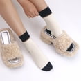 thumbnail image 3 of Women's Cotton Crew Socks - Colorblock Stripes Fashion Ultra-Soft Cute Comfortable Casual Vintage Socks 4 Pairs (US, Numeric, 4, 7, Regular, Regular, Off-white/Black), 3 of 6