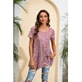 thumbnail image 3 of ENMAIN Blouses for Women Short Sleeve Tunic Tops Plus Size Dressy Casual Summer Shirt Red Paisley XL, 3 of 8