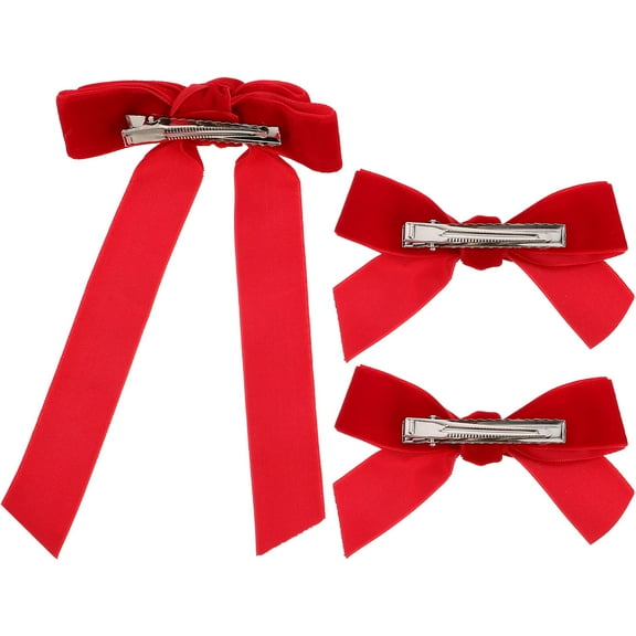 UPKOCH Red Hair Bows Hair Decoration Cloth Casual Outings 3pcs