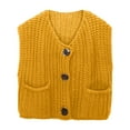 thumbnail image 1 of Women's Sleeveless Knit Cardigan Vest Solid Color Short Length Front Button Pocket Style, 1 of 7