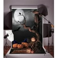 thumbnail image 2 of GreenDecor 5x7ft Photography Studio Backdrops Girl Toddler Photo Shoot Background Halloween Grimace Pumpkin Scary Bat Tree Trick or Treat Gloomy Moon, 2 of 4