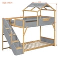thumbnail image 2 of Harper & Bright Designs Twin over Twin House Bunk Bed with Roof, Twin Size Bunk Bed Frame with Stairs and 3-Color LED Lights for Boys and Girls Bedroom, Gray, 2 of 12