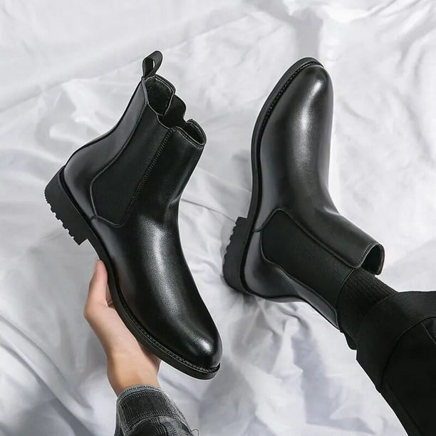 Chelsea Boots Hommes Milieu Veau Robe Chaussures Entreprise Formelle Bottines Antumn Bota Masculina Fendue Chaussures en Cuir Brun 26 44