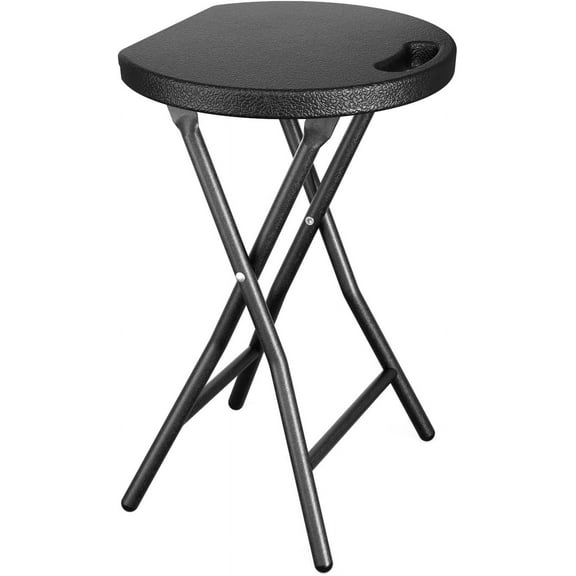 5Rcom Folding Stools, 1 Pack Portable Stools Chairs with Handle, Collapsible Stool for Adults with Heavy Duty Steel Frame Legs, 500lbs Capacity for Camping RV Party, Foldable Stool, Black