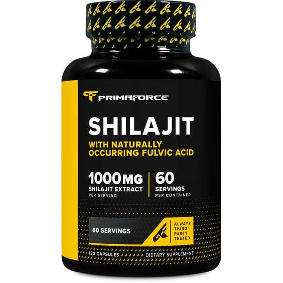 Primaforce Shilajit 120 Capsules 1000mg extract per serving - 60 Servings With Naturally Occurring Fulvic Acid