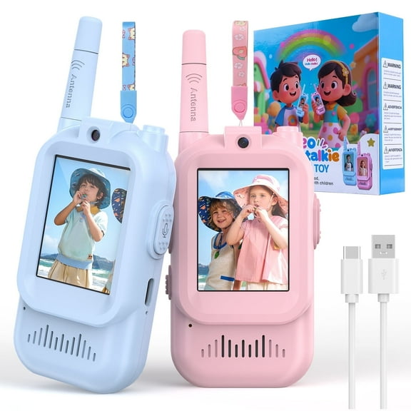 Video Walkie Talkie Toys for Age 3-12 Boys Girls, 2 Pack Rechargeable Walkie Talkies with Screen,Long Range 2 Way Radio with Voice changing, Christmas Birthday Gifts for Kids Indoor Outdoor Camping