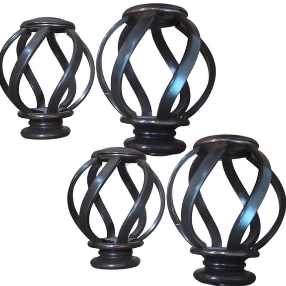 Oil-Rubbed Bronze Swirl Cage Finials (2 Sets of 2) Fits 1" Home Decorators Rods – No Tools Needed