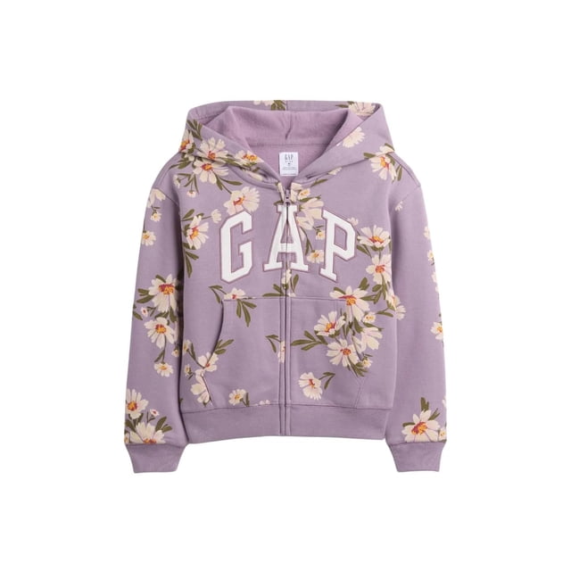 Buzo con Capucha para Niñas GAP Floral Morado con Cierre Completo XXL