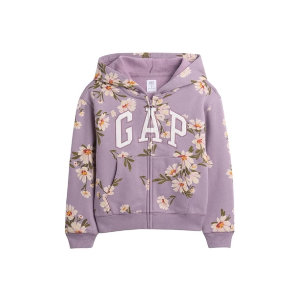 Buzo con Capucha para Niñas GAP Logo con Cierre Completo Morado Floral Talle L