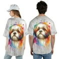 thumbnail image 5 of Watercolor Drip Shih Tzu Pop Art Colorful Portrait Artwork All Over Print 3D Baseball Shirt Lion Dog Lover Gifts Softball Sport - 01009, 5 of 6