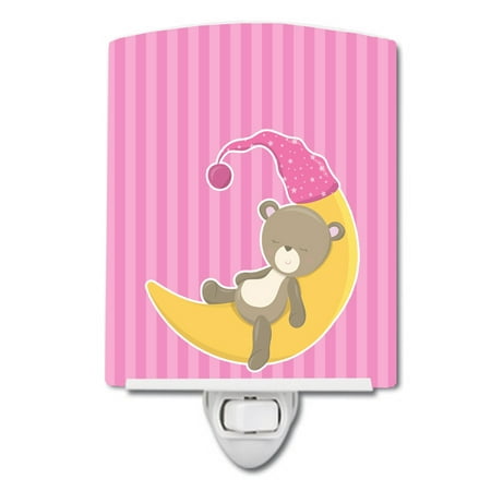 

Caroline s Treasures BB8613CNL Baby Girl Bear on Moon Ceramic Night Light 6x4x3 multicolor