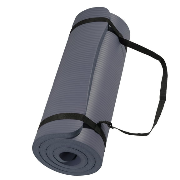 Signature Fitness 1/2-Inch Thick Yoga Mat, 71"x24" Exercise Mat with Carry Strap, High-Density Foam Cushion for Comfort & Support, Easy to Clean, for Home, Gym & Travel