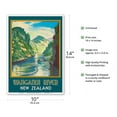thumbnail image 2 of Wanganui River New Zealand - Gorge Boat Paddling - Vintage Travel Poster by John Holmwood c.1930 - Master Art Print 10in x 14in, 2 of 4