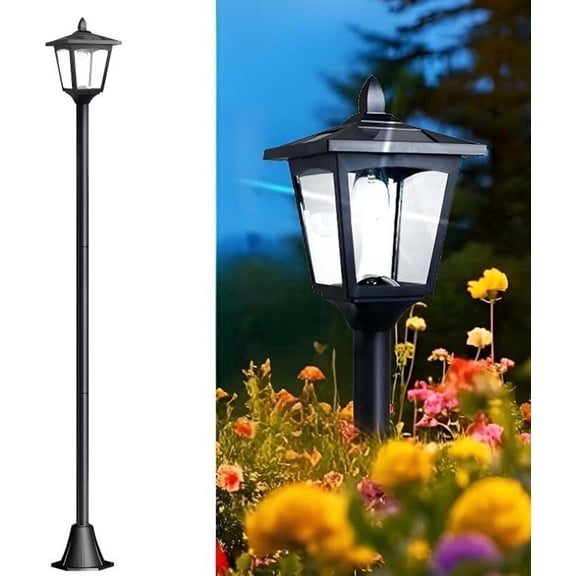 Kanstar Solar Lamp Post Light Vintage Style Dusk-to-Dawn Solar LED 1-Pack 67 inch