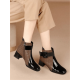 thumbnail image 5 of Women's Color Block Square Toe Fashion Ankle Boots With Belt Buckle, Thick Heel/medium Heel And Side Zipper, 5 of 5
