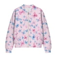 thumbnail image 4 of COEQINE Bomber Jacket for Women Zip Up Stand Collar Bomber Outfits Fall Fashion Jackets Trendy Slouchy Windbreaker Casual Shackets Streetwear 2025, 3X-Large, Pink Blue Butterfly, 4 of 7