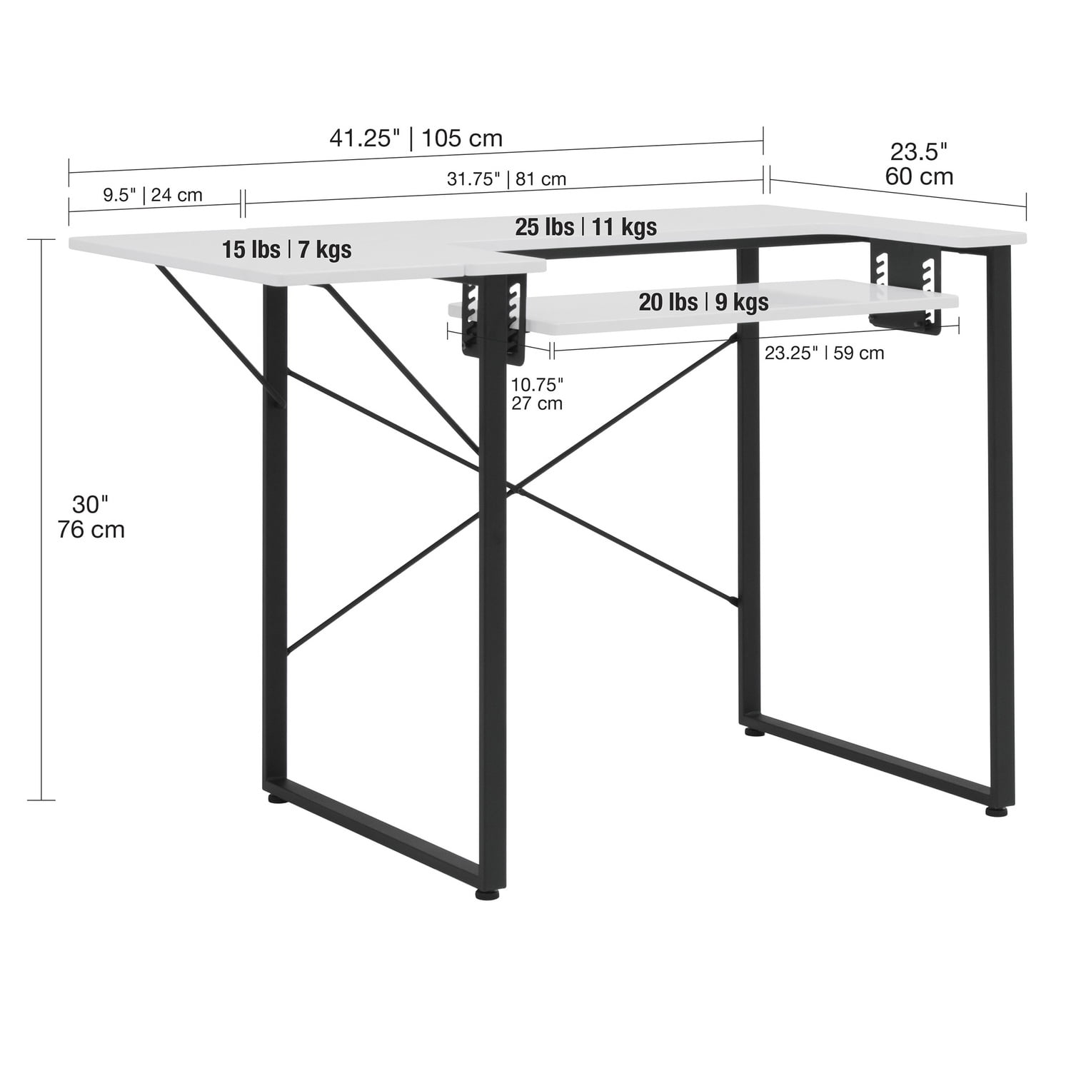 Sew Ready Dart Sewing Machine Table with Folding Top and Adjustable Platform, Black/White