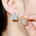 thumbnail image 4 of Lovely Crystal Silver Square Stud Earrings Cubic Zircon Party Jewelry for Women, 4 of 9