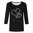 thumbnail image 4 of Ailaofu T-Shirts de la Saint-Valentin à Manches 3/4 Col Rond pour Femmes avec Imprimé Cœur Graphique, 4 of 5