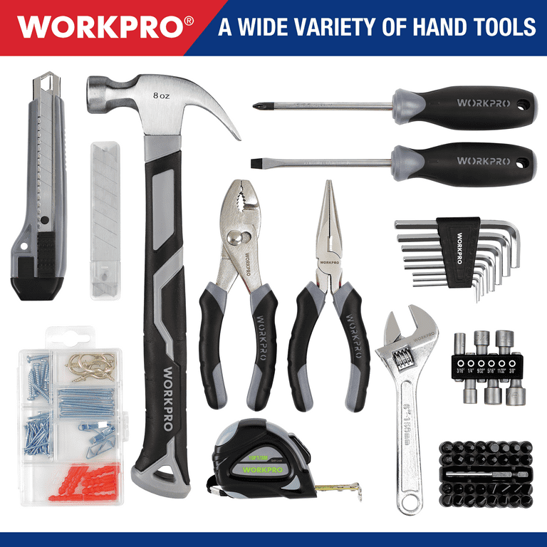 WORKPRO 12V Cordless Drill, Power Tool Set for Home, 177 Pieces Combo Kit with 14-inch Storage Bag and 2000mAh Lithium-Ion Battery & Charger