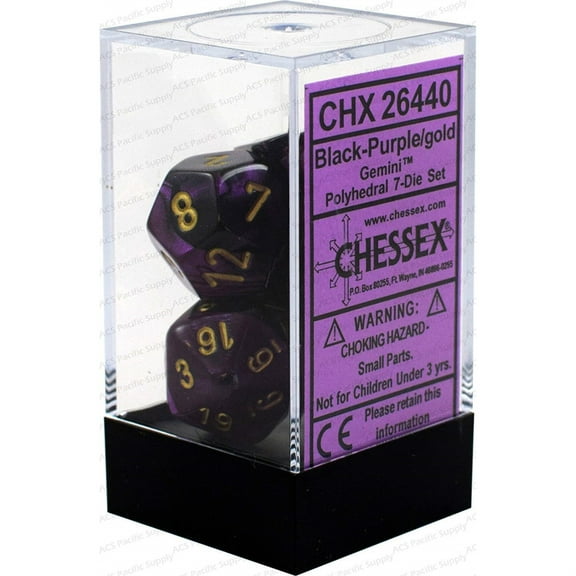 Gemini Polyhedral Black-Purple/Gold 7-Die Set