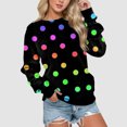 thumbnail image 2 of Womens Sweatshirt Casual Pullover Sweatshirts Long Sleeve Round Neck Loose Dot Printed Hoodless Fashion Hoodies Blouses Women Sweater, 2 of 4