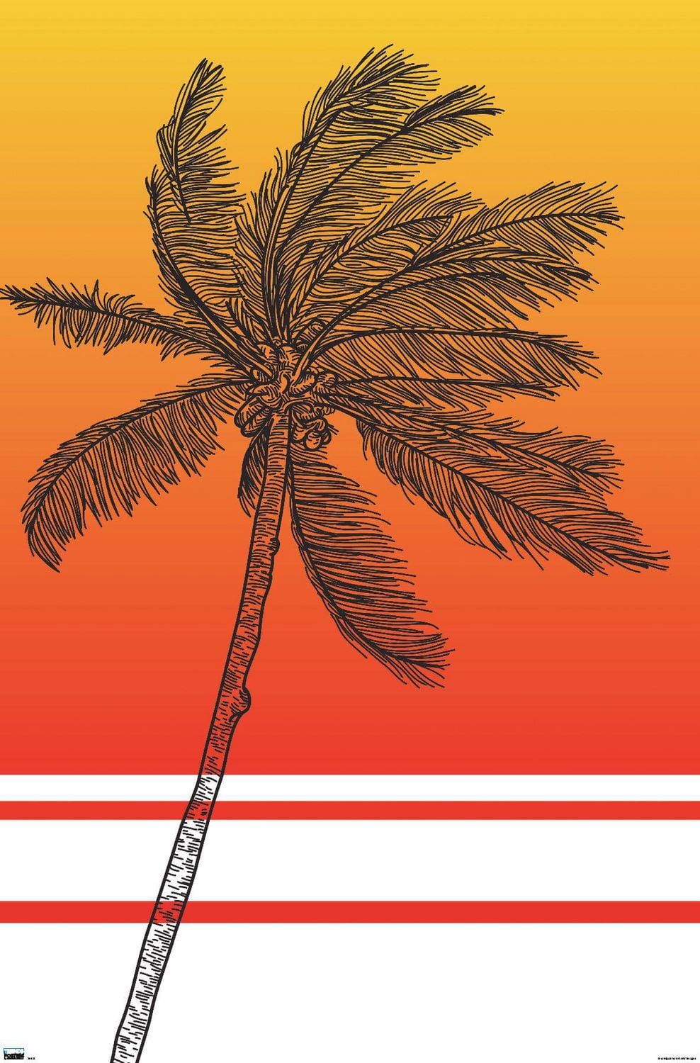 Line Art - Palm Tree Wall Poster, 22.375" x 34"
