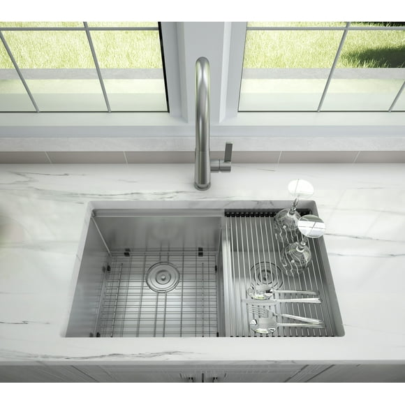 Ancona Undermount 60/40 Double Bowl Sink with Ledge and Smart Divide