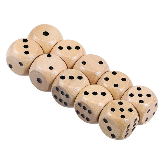 LEORX Wooden Dice Set for Games 10pcs Beige Color Lightweight and 6 Sided D6 16mm