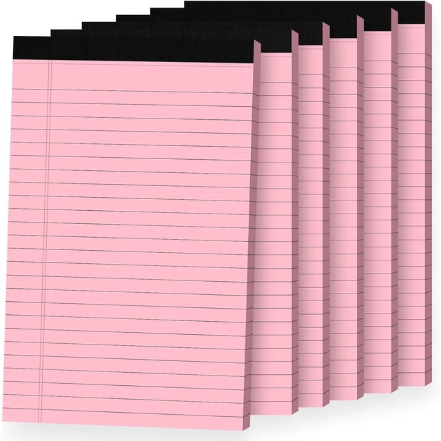 6pcs Small Note Pads, Pink Notepads 5x8 College Ruled Notebook, Writing Pads 5 x 8, Legal Pads, Memo Pad Paper Perforate Narrow Ruled Notebooks for Work, School, Office,30 Sheets/Pack