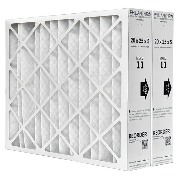 Philanthro PHIL20255M11 - (2-Pack) 20" x 25" x 5" Air Filter, MERV 11