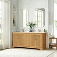 thumbnail image 3 of Tokyo 72" Double Bath Vanity in Oak Natural Brown with White Quartz Stone Top, 3 of 16