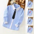 thumbnail image 2 of Qingpeng Boys Cotton Dress Shirts Boy Long Sleeve Button Down Shirt Removable Tie White Formal Shirt Graduation Tee Shirt, 2 of 3