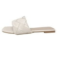 thumbnail image 3 of SNJ New Women's Braided Single Band Strap Flat Square Toe Open Slide Sandal, 3 of 4
