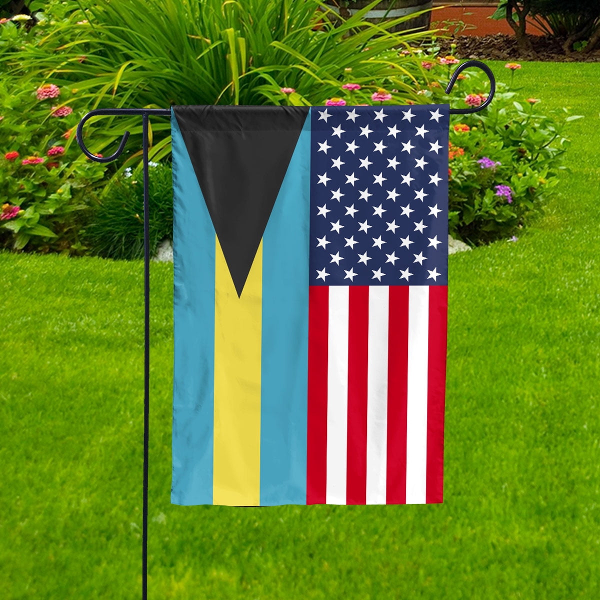 American Bahamasian Flag Bahamas Friendship U.S.A Memorial Day Patriotic For House Flag, Double-Sided Decorative Outdoor Flag, Patriotic Polyester Yard Flag 29.5 x 39.5 in