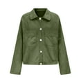 thumbnail image 4 of BXJX Women's Faux Leather Coats Jackets - Casual Fashion suede jacket Deerskin Velvet Buttoned Temperament Neck Short Coat Army Green Size L, 4 of 8