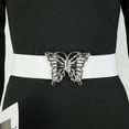 thumbnail image 5 of D-GROEE Women Fashion Elastic Hollow Out Butterflies Decor Belt Stretchy Skinny Waist Belt for Dress Jeans Pants with Metal Gold Buckle, 5 of 7