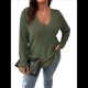 thumbnail image 2 of Suéter Informal de Punto con Cuello en V y Larga para Mujer, Talla Grande Verde 4XL, 2 of 10
