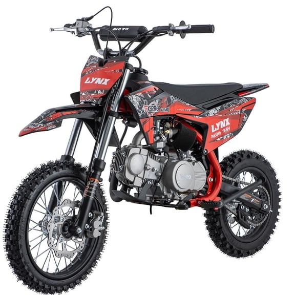 X-Pro Lynx 125cc Gas Dirt Bike with 4-Speed Manual Transmission Off-road Pit Bike with Zongshen Engine, Kick Start, 14"/12" Big Tires