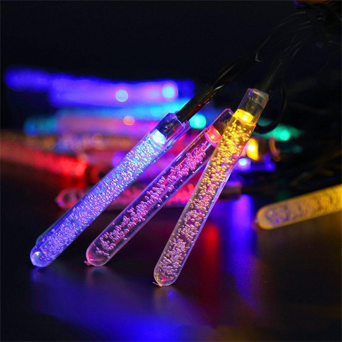 Solar String Lights Outdoor/Indoor, 16.4ft 20 LED Colorful Christmas String Lights,Waterproof 8 Modes Plug in Fairy Lights for Backyard Party Wedding Garden