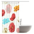 thumbnail image 2 of ARTJIA Floral Shower Curtain, Different Colored Poppy Flowers Spring Floral Seasonal Romantic Artistic Theme Fabric Bathroom Shower Curtain 66x72 Inches, 2 of 3
