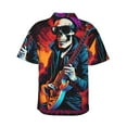 thumbnail image 3 of Daiia Rock Skull Singer Hawaiian Shirt for Men Gentle Cotton Regular Short Sleeve Casual-Large, 3 of 9
